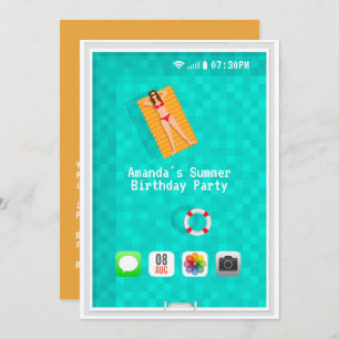 Summer Pool Birthday Party Invitation