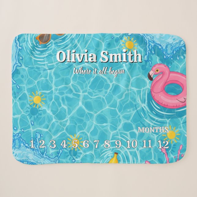 Summer Pool Effect Baby Milestone Blanket (Front (Horizontal))