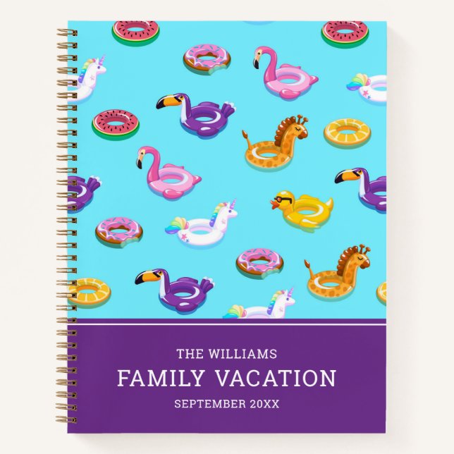 Summer Pool Float Pattern | Family Vacation Notebook (Front)