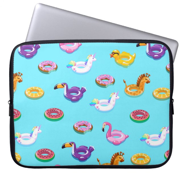 Summer Pool Float Pattern Laptop Sleeve (Front)