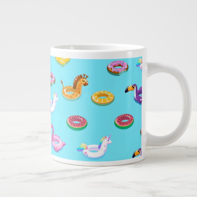 Summer Pool Float Pattern Large Coffee Mug (Right)