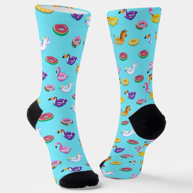 Summer Pool Float Pattern Socks (Angled)