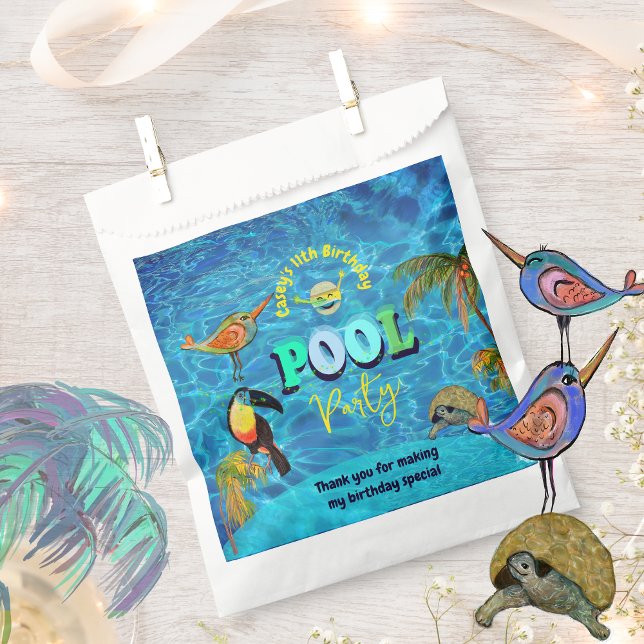 Summer Pool Fun Party Birthday Thank You  Favour Bags (Summer Pool Fun Party Birthday Thank You Favor Bag)