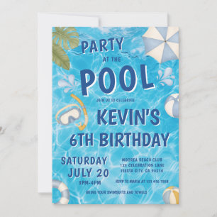 Summer Pool Kid Birthday Party Invitation