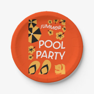 Summer Pool Parties Paper Plate