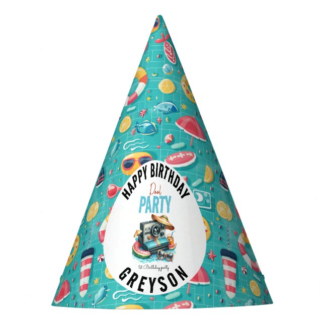 Summer Pool Party 2nd birthday Hat (Front)