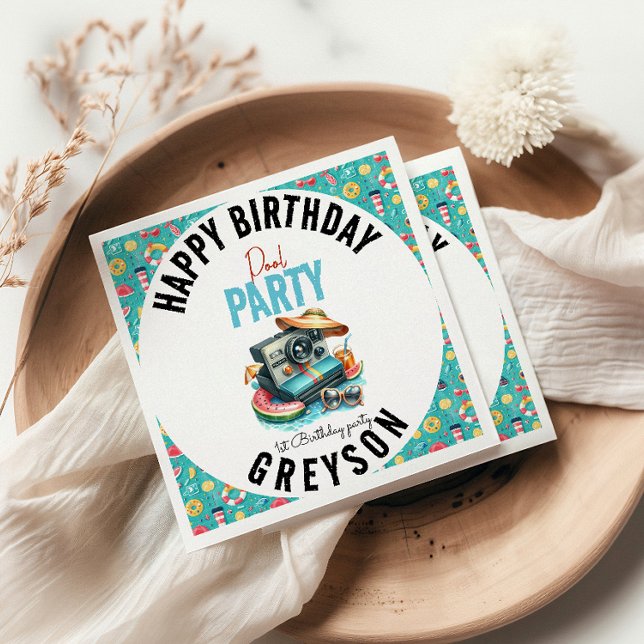 Summer Pool Party 2nd birthday Napkin (Creator Uploaded)