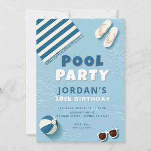 Summer Pool Party Birthday Invitation