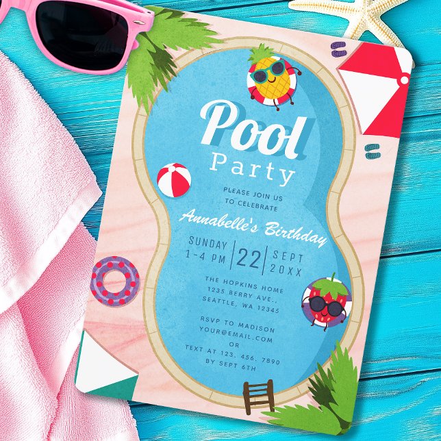 Summer Pool Party Child's Birthday Invitation (Creator Uploaded)