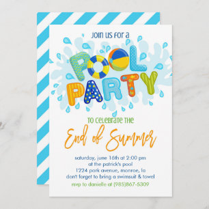 Summer Pool Party, End of the School Year Party Invitation