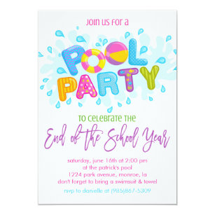 End Of School Pool Party Invitations 10