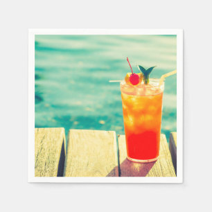Summer pool party fun in the sun cocktail napkin