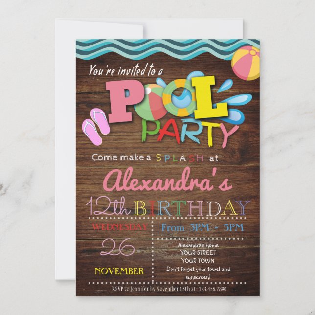 SUMMER POOL PARTY INVITATION (Front)