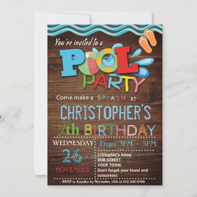 SUMMER POOL PARTY INVITATION (Front)