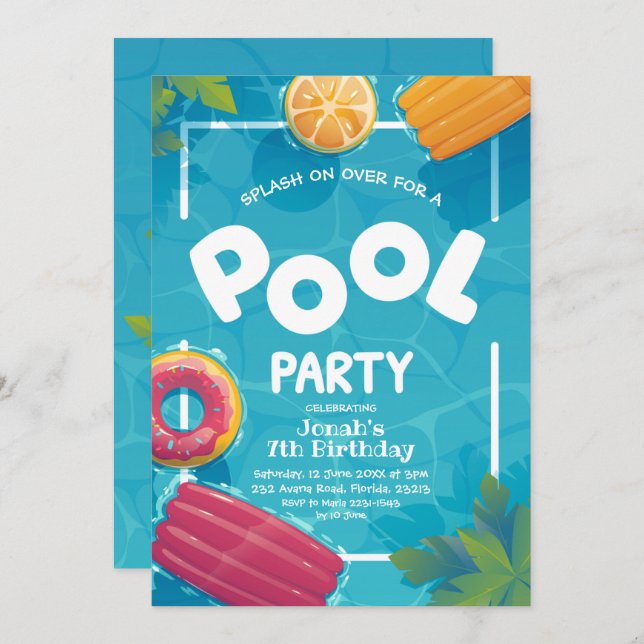 Summer Pool Party Invitation (Front/Back)