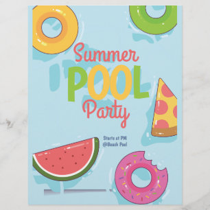 Summer Pool Party Invitation, Backyard Party Flyer
