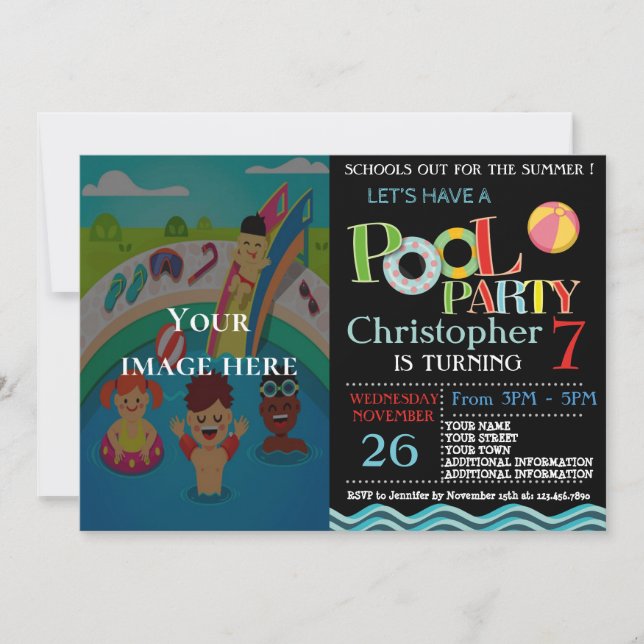 SUMMER POOL PARTY INVITATION | POOL BIRTHDAY PARTY (Front)