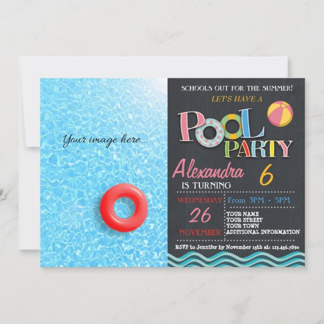SUMMER POOL PARTY INVITATION | POOL BIRTHDAY PARTY (Front)