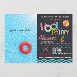 SUMMER POOL PARTY INVITATION POOL BIRTHDAY PARTY