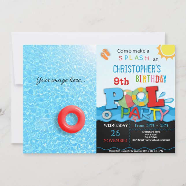 SUMMER POOL PARTY INVITATION | POOL BIRTHDAY PARTY (Front)