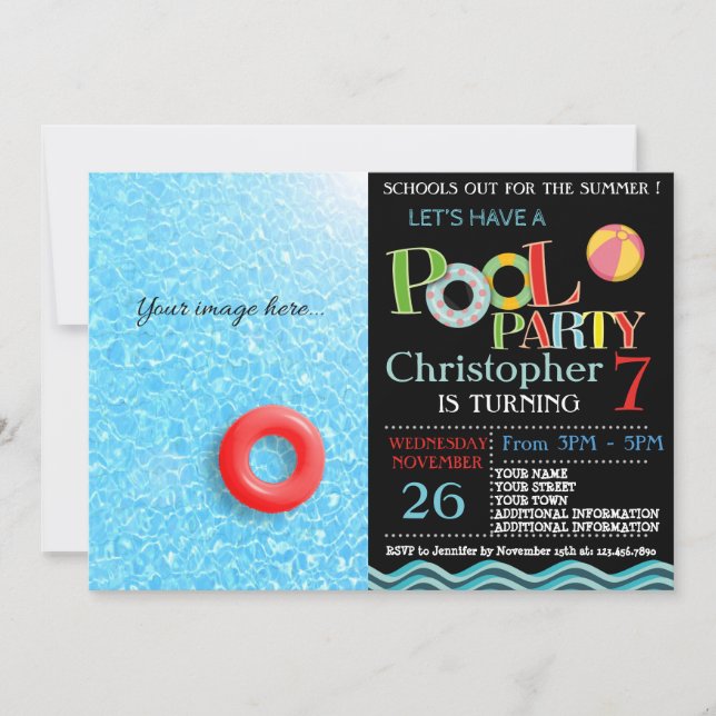 SUMMER POOL PARTY INVITATION | POOL BIRTHDAY PARTY (Front)