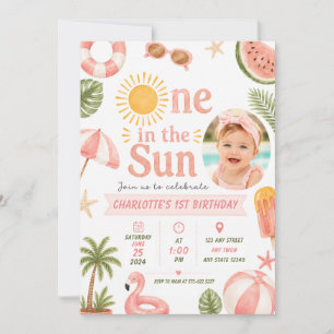 Summer Pool Party - One in the Sun First Birthday Invitation