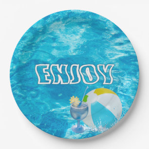 Summer Pool Party Paper Plate