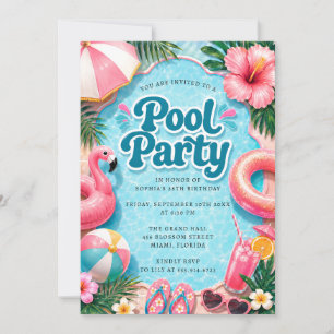 Summer Pool Party Printable Invitation
