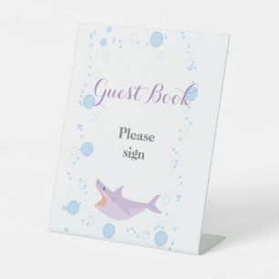Summer Pool Party Shark Float Guest Book Pedestal Sign