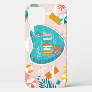 Summer Pool: Vintage Beach Illustration. iPhone 12 Case