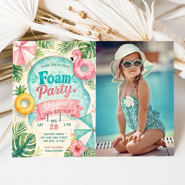 Summer Poolside Birthday Party Photo Invitation (Creator Uploaded)