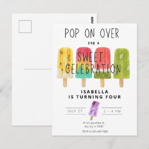 Summer pop ice cream birthday party postcard