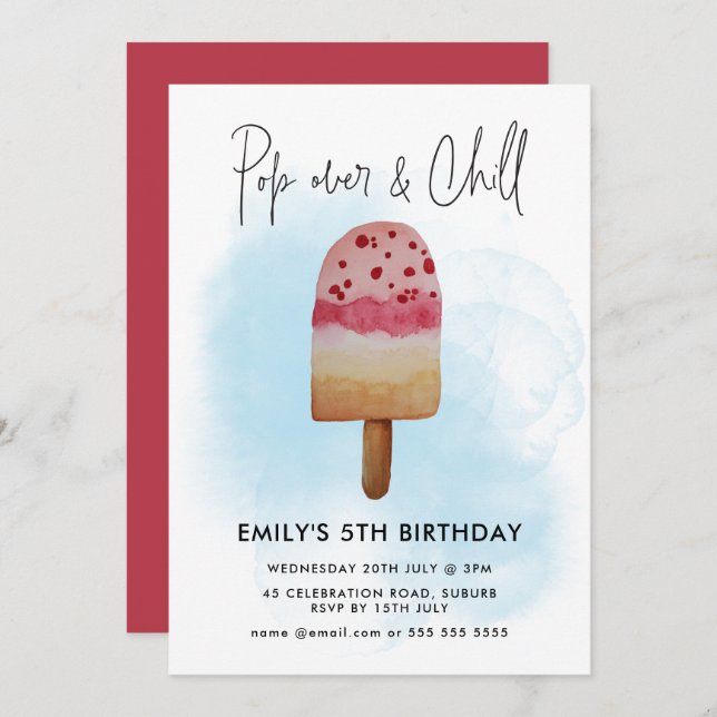 Summer Pop Over & Chill Popsicle Party Birthday Invitation (Front/Back)