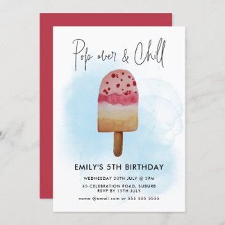 Summer Pop Over & Chill Popsicle Party Birthday Invitation