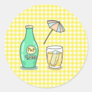 Summer Pop Soda Vibes - Cute Cartoon Drink Classic Round Sticker