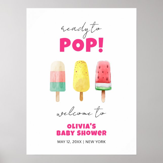 Summer Popcicle Ice Cream Baby Shower Welcome  Poster (Front)