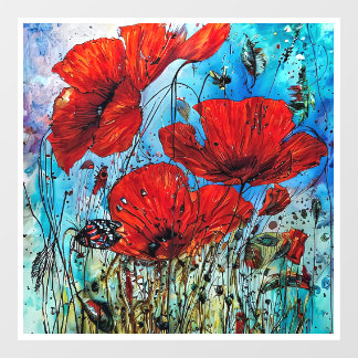 Summer poppies window cling