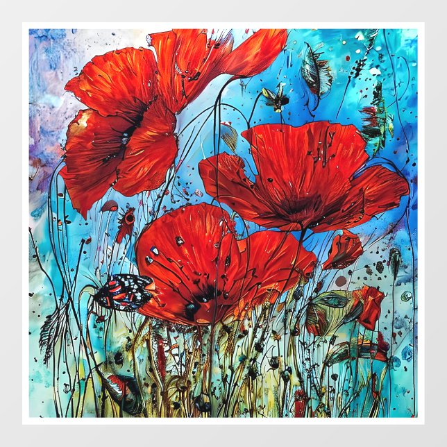 Summer poppies  window cling (Sheet)