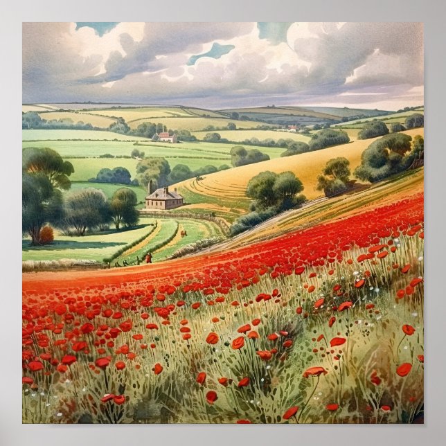Summer Poppy Field  Landscape Poster (Front)