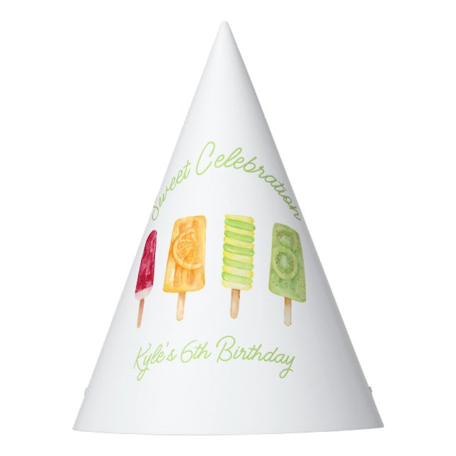 Summer Popsicle Birthday Party Party Hat (Front)