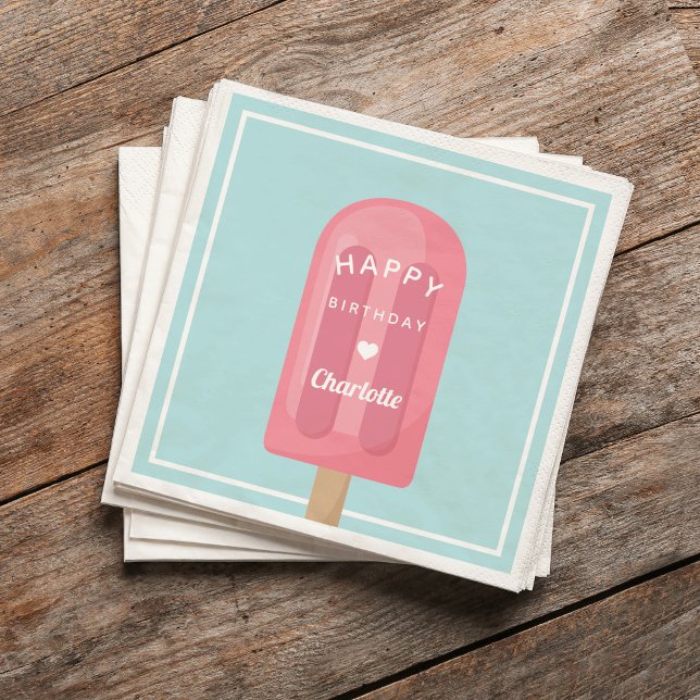 Summer Popsicle Kids Birthday Party Napkin (Creator Uploaded)
