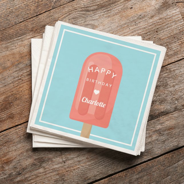 Summer Popsicle Kids Birthday Party Napkin (Creator Uploaded)