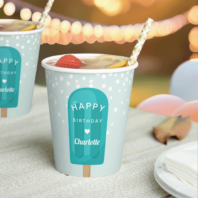Summer Popsicle Kids Birthday Party Personalised Paper Cups (Creator Uploaded)