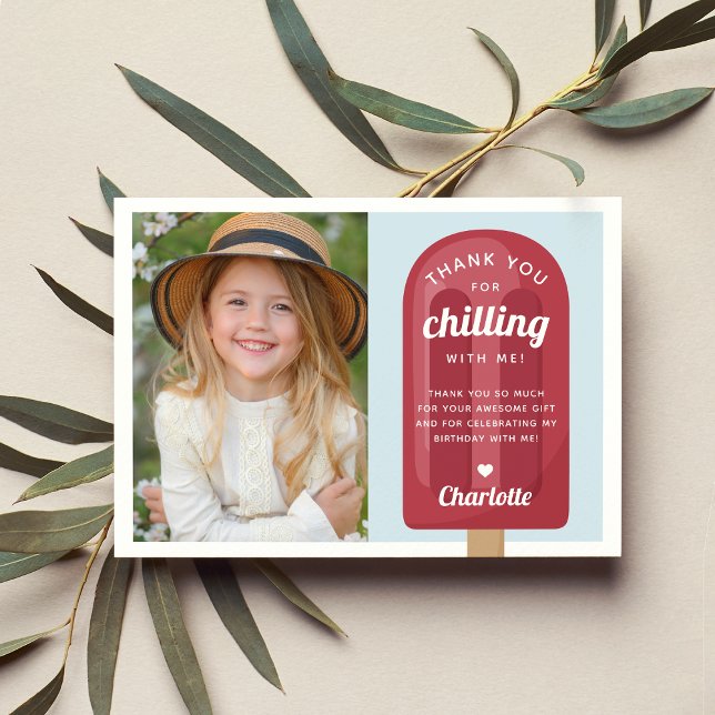 Summer Popsicle Kids Birthday Photo Thank You Card (Creator Uploaded)