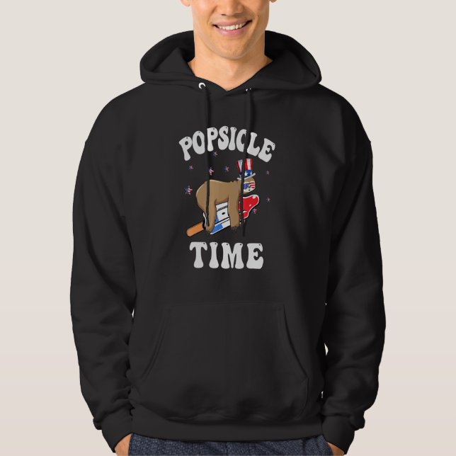 Summer Popsicle Time Sloth Ice Cream Stick Vacatio Hoodie (Front)