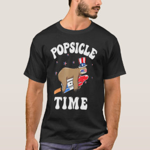 Summer Popsicle Time Sloth Ice Cream Stick Vacatio T-Shirt