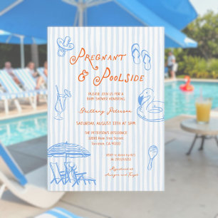 Summer Pregnant and Poolside Baby Shower Invitation