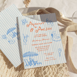 Summer Pregnant and Poolside Baby Shower Invitation