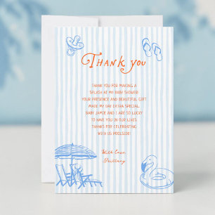 Summer Pregnant and Poolside Baby Shower Thank You Card