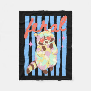 Summer Preppy Feral Racoon Pastel E Fleece Blanket